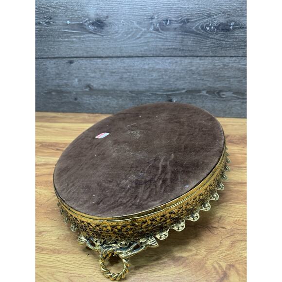 Vintage Large Oval Gold Tone Filigree Vanity Tray Mirror | eBay Vintage Gold Filigree Mirrored Vanity Tray – Large 18\